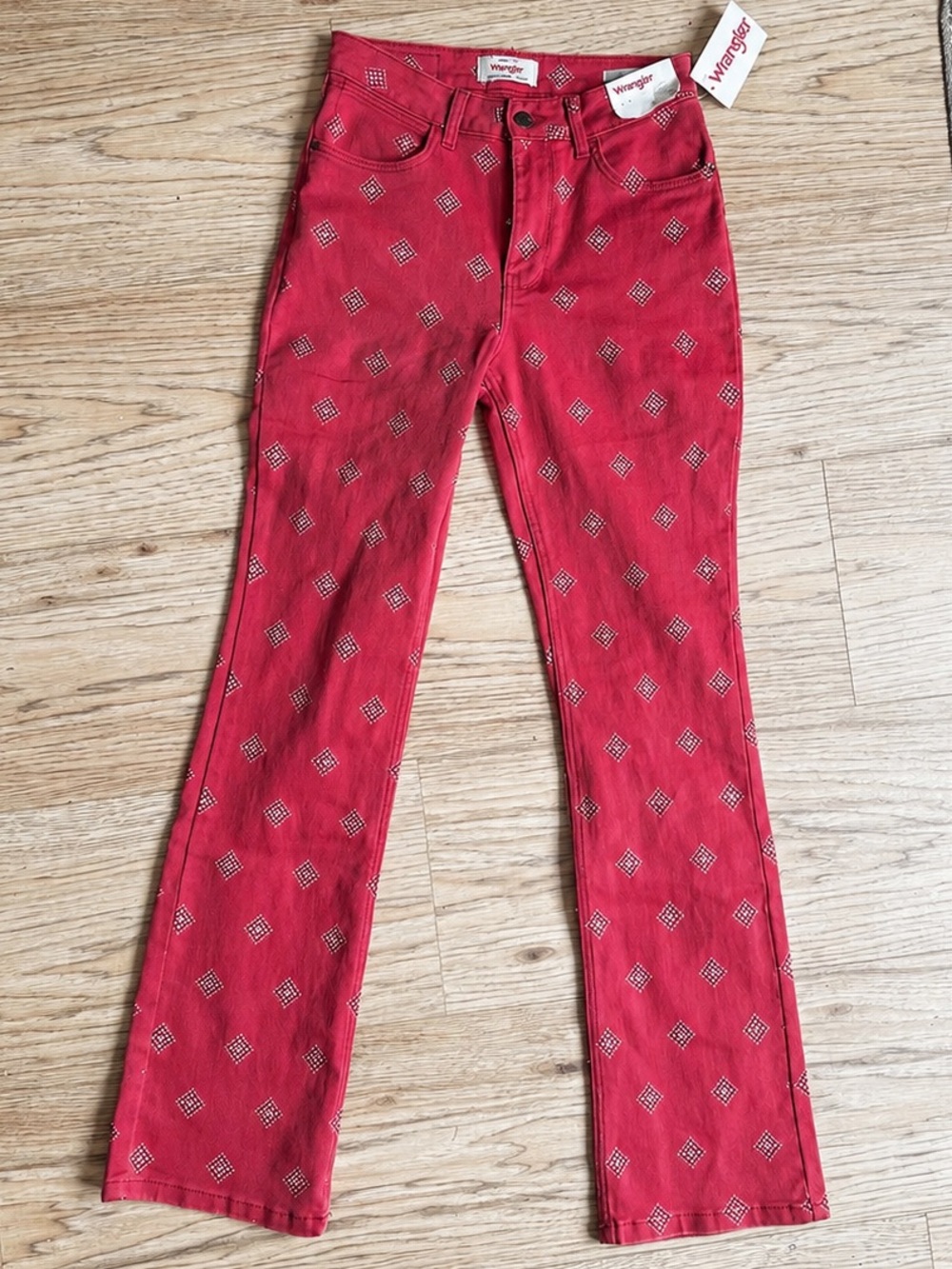 Wrangler Red Printed Boot-Cut Jeans
